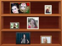 Wooden Bookshelf with Photo Frames Fun photo collage design