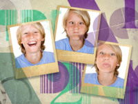 Purple and Green Graphics Astratto photo collage design