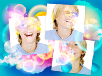Rainbow Sky Space Organic photo collage design