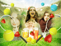 Tennis and Berries Sports photo collage design