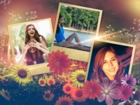 Flowers And Sparks Nature photo collage design