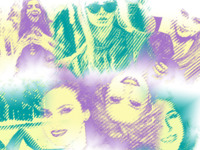 Overlapping Yellow and Green Effects photo collage design