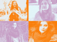 Red and Blue Screen Effects photo collage design