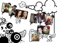 Birds and Bombs Hand Drawn photo collage design
