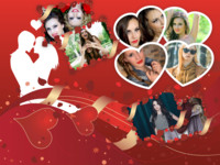 Hearts on Red Patterns Love photo collage design