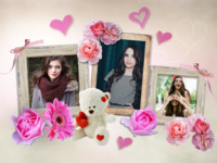 Hearts, Flowers, and Teddy Bears Love photo collage design