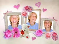 Hearts, Flowers, and Teddy Bears Amore photo collage design