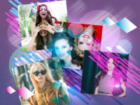 Eighties Purple Astratto photo collage design