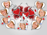 Silver and Red Hearts Amore photo collage design