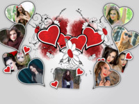 Silver and Red Hearts Love photo collage design